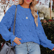 Thea Collingwood | Chunky Pom Pom Cable Knit Sweater For Women