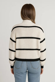 Georgette Halcrow | Striped Mock Neck Knit Sweater For Women