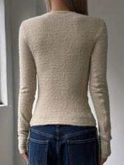 Dominique Bellhaven | Fuzzy Knit Crop Sweater For Women
