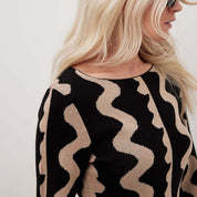 Diana Colmere | Long Sleeve Zigzag Knit Maxi Dress For Women