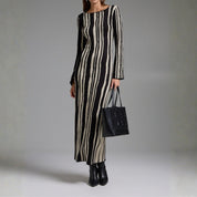 Diana Colmere | Long Sleeve Zigzag Knit Maxi Dress For Women