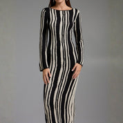 Diana Colmere | Long Sleeve Zigzag Knit Maxi Dress For Women