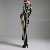 Diana Colmere | Long Sleeve Zigzag Knit Maxi Dress For Women