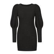 Mirabel Dunstow | Black Puff Sleeve Bodycon Mini Dress For Women
