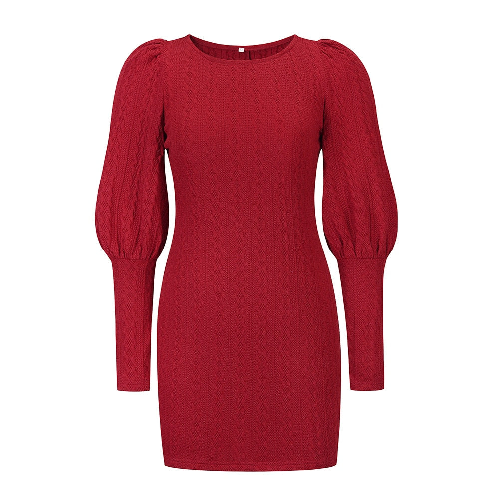 Mirabel Dunstow | Black Puff Sleeve Bodycon Mini Dress For Women