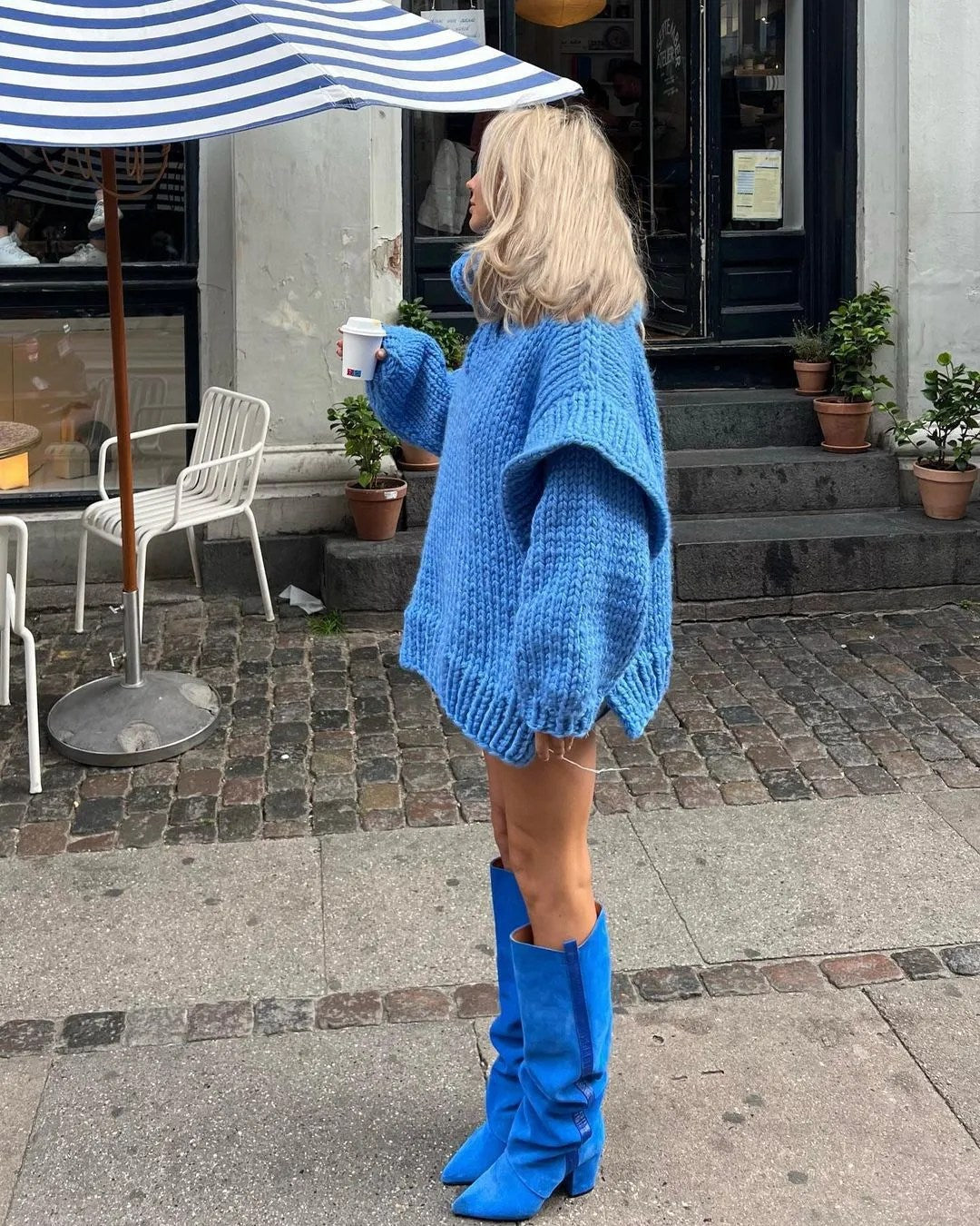 Verity Holsworth | Oversized Chunky Knit Turtleneck Mini Dress For Women