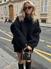Verity Holsworth | Oversized Chunky Knit Turtleneck Mini Dress For Women