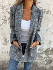 Theodora Ashvale | Oversized Check Blazer For Women