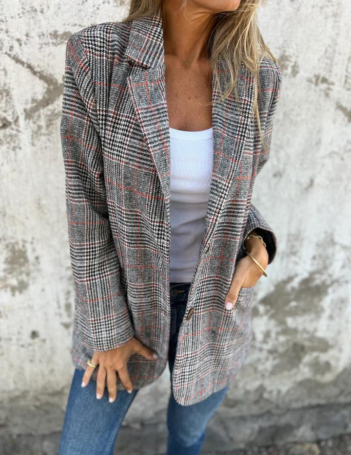 Theodora Ashvale | Oversized Check Blazer For Women