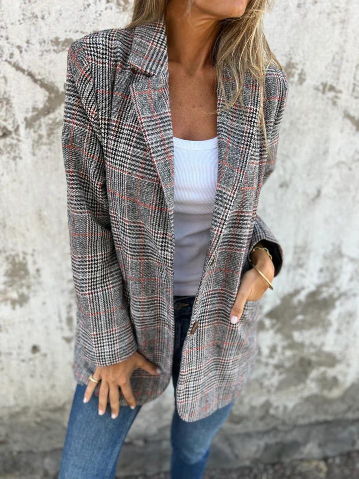 Theodora Ashvale | Oversized Check Blazer For Women
