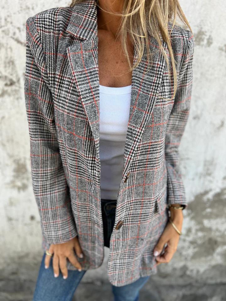 Theodora Ashvale | Oversized Check Blazer For Women