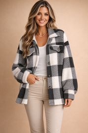 Nadine Holbrook | Checked Teddy Shacket For Women