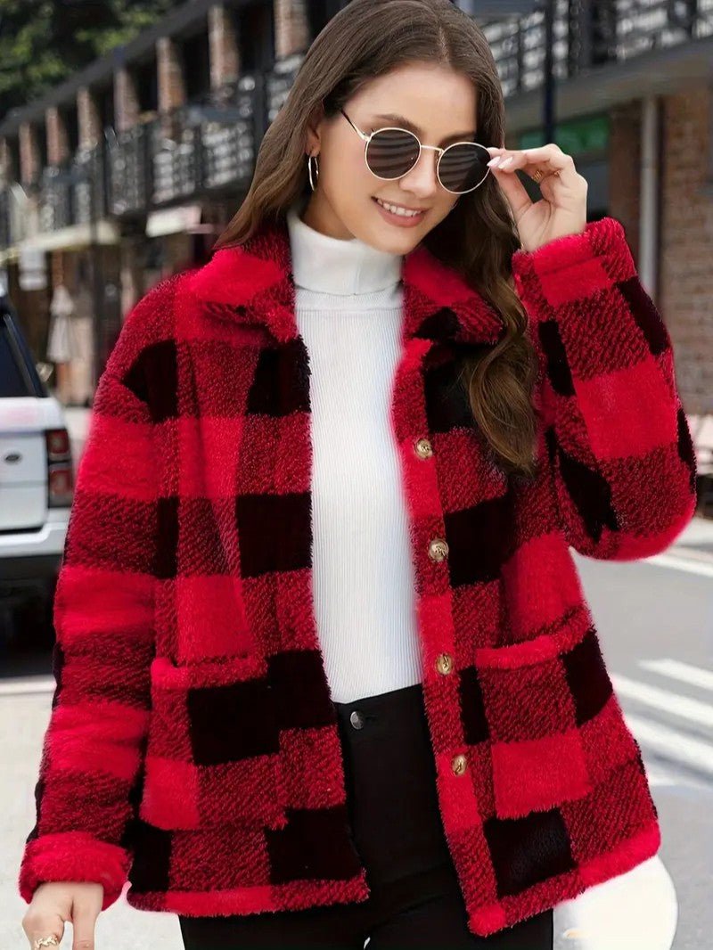 Harriet Dunmore | Plaid Fleece Button-Front Jacket For Women