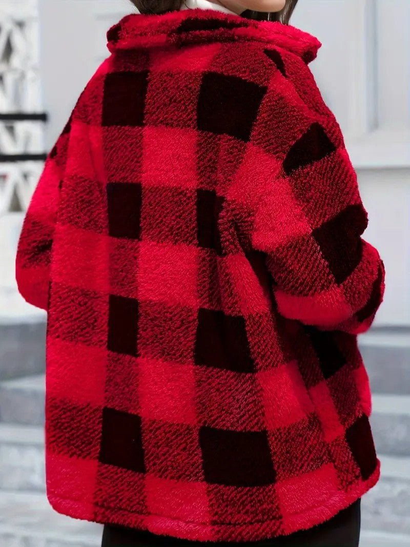 Harriet Dunmore | Plaid Fleece Button-Front Jacket For Women