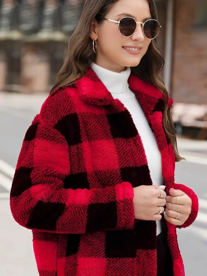 Harriet Dunmore | Plaid Fleece Button-Front Jacket For Women