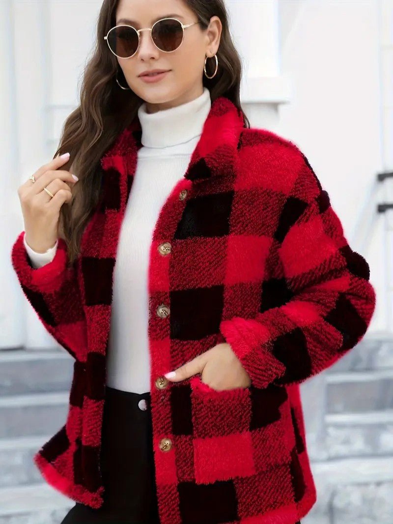 Harriet Dunmore | Plaid Fleece Button-Front Jacket For Women