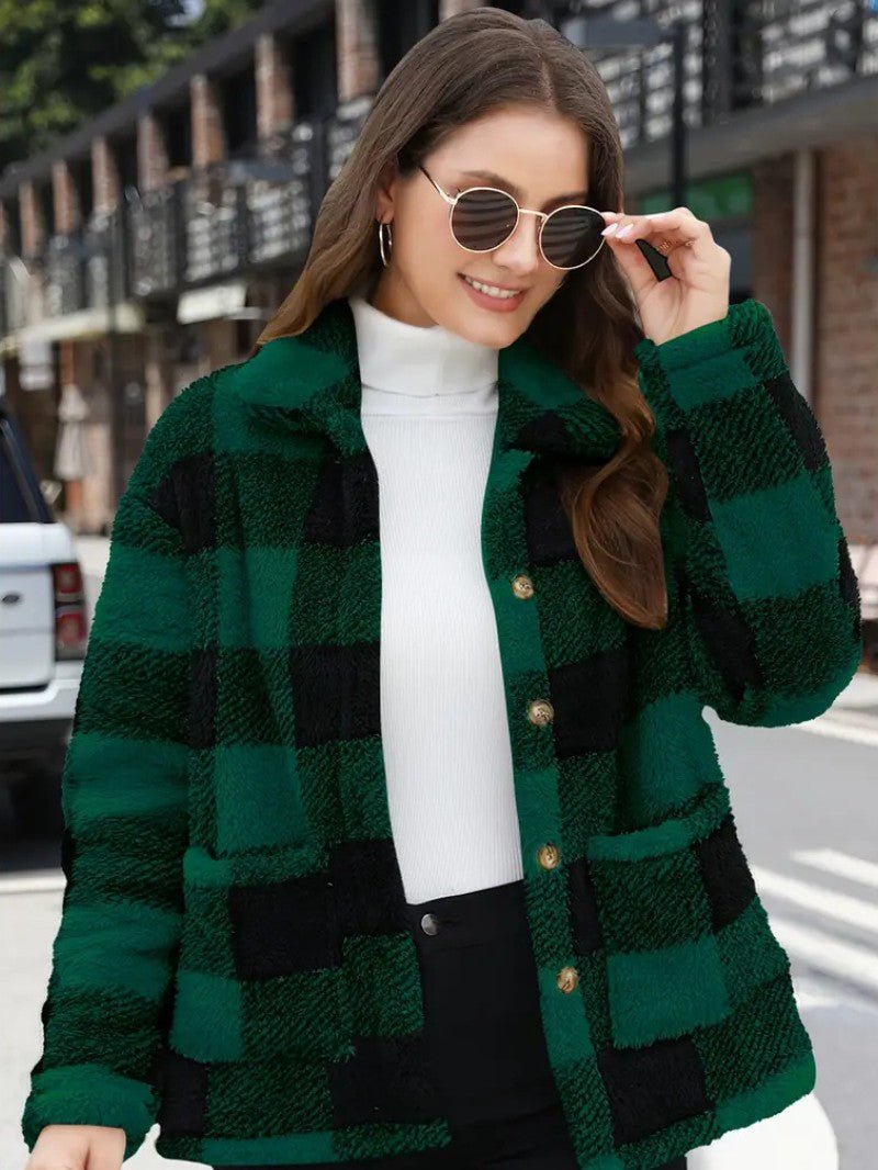 Harriet Dunmore | Plaid Fleece Button-Front Jacket For Women