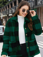 Harriet Dunmore | Plaid Fleece Button-Front Jacket For Women
