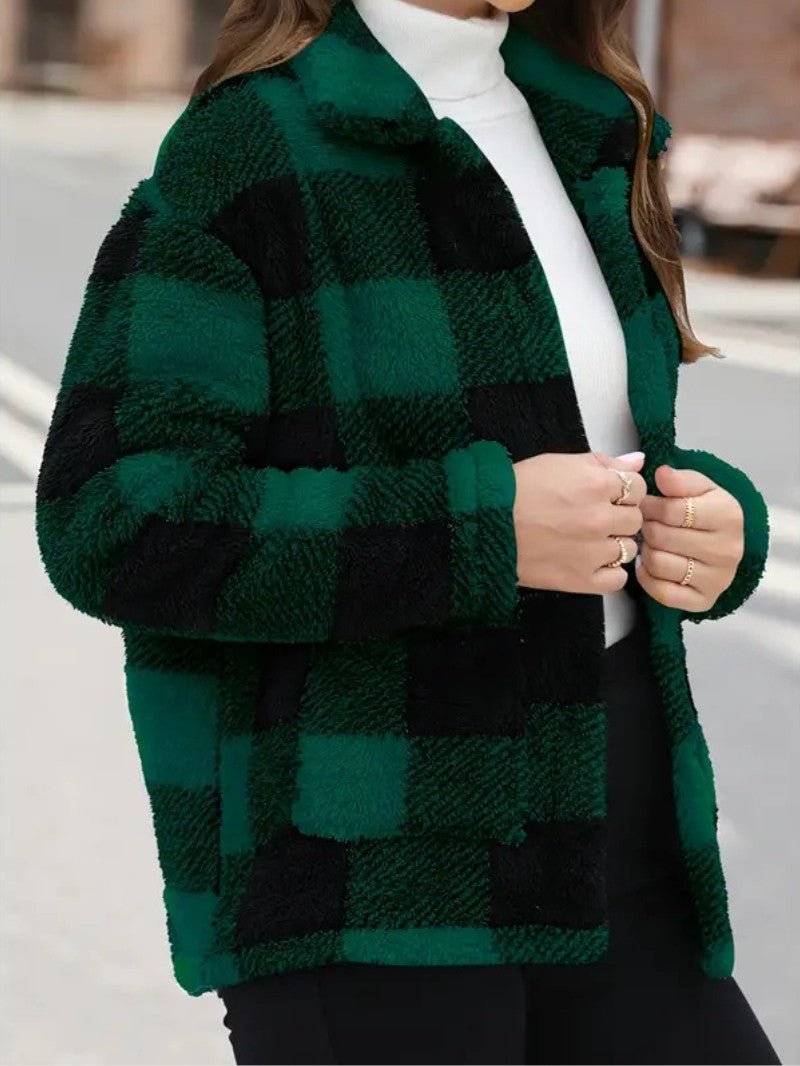 Harriet Dunmore | Plaid Fleece Button-Front Jacket For Women