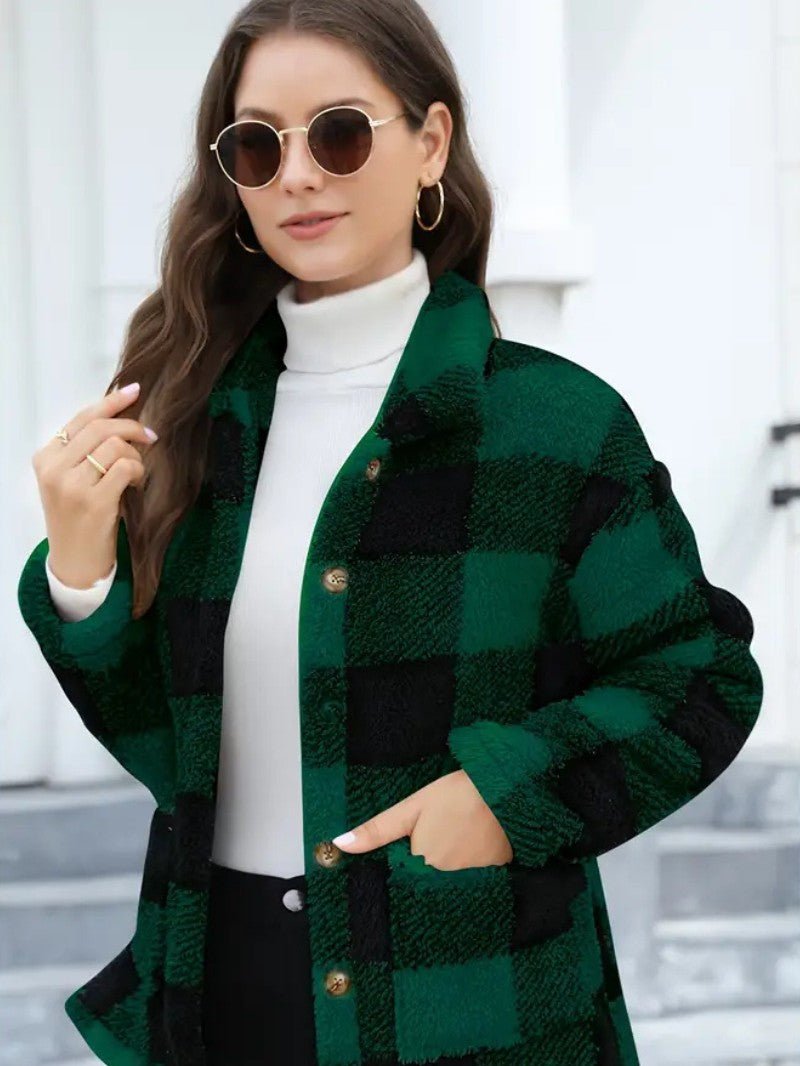 Harriet Dunmore | Plaid Fleece Button-Front Jacket For Women
