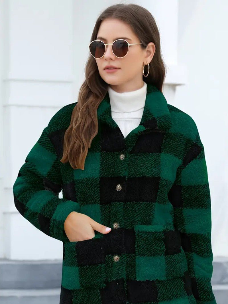 Harriet Dunmore | Plaid Fleece Button-Front Jacket For Women