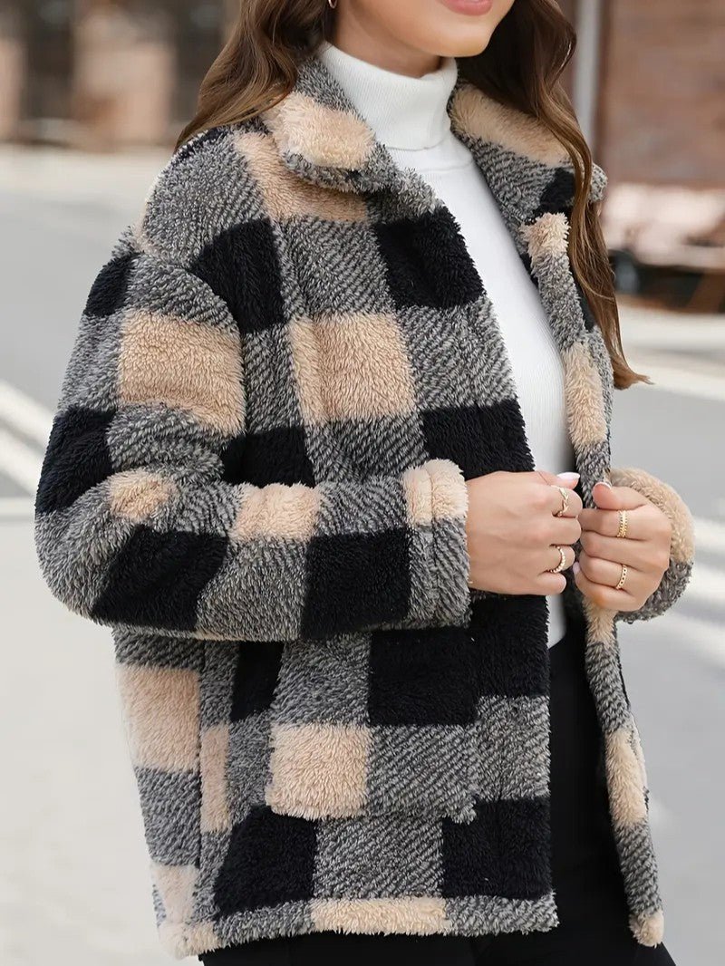 Harriet Dunmore | Plaid Fleece Button-Front Jacket For Women