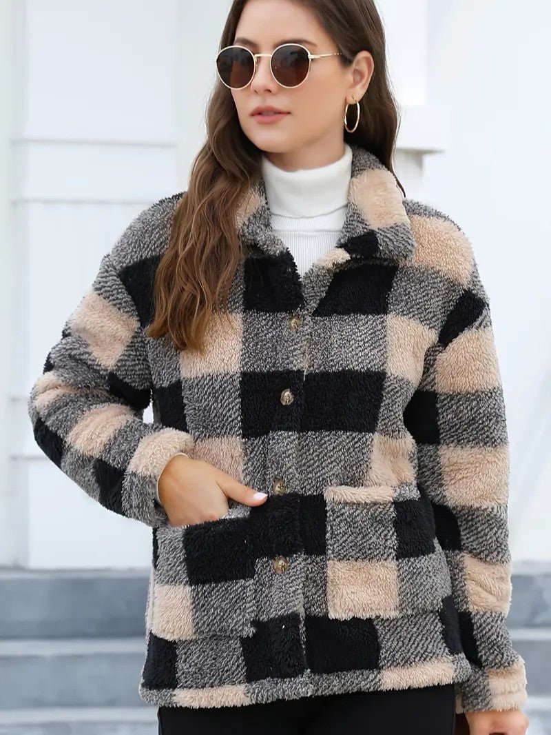 Harriet Dunmore | Plaid Fleece Button-Front Jacket For Women