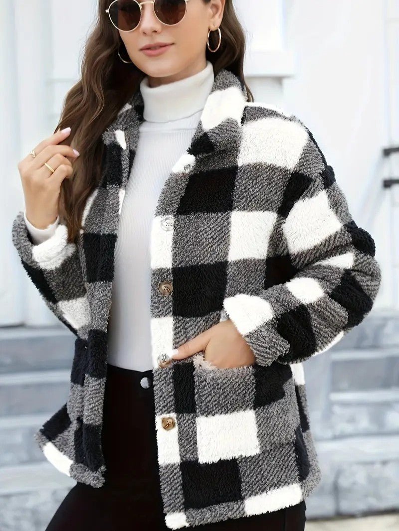 Harriet Dunmore | Plaid Fleece Button-Front Jacket For Women