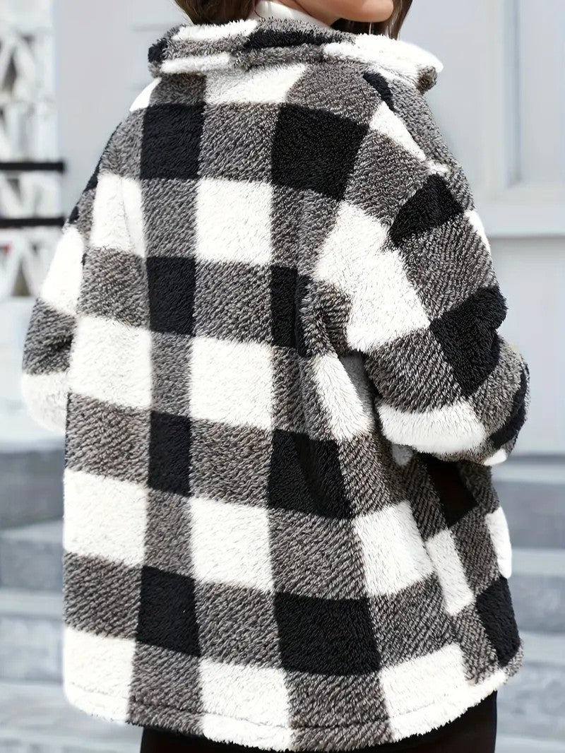 Harriet Dunmore | Plaid Fleece Button-Front Jacket For Women