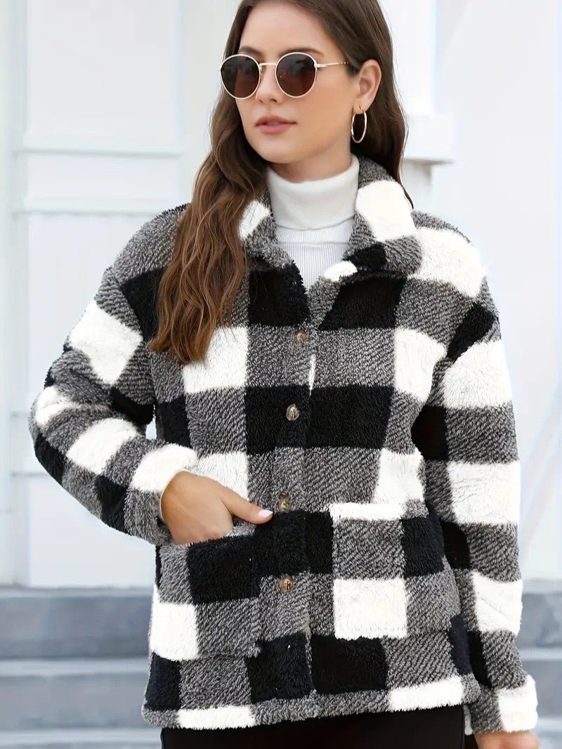 Harriet Dunmore | Plaid Fleece Button-Front Jacket For Women