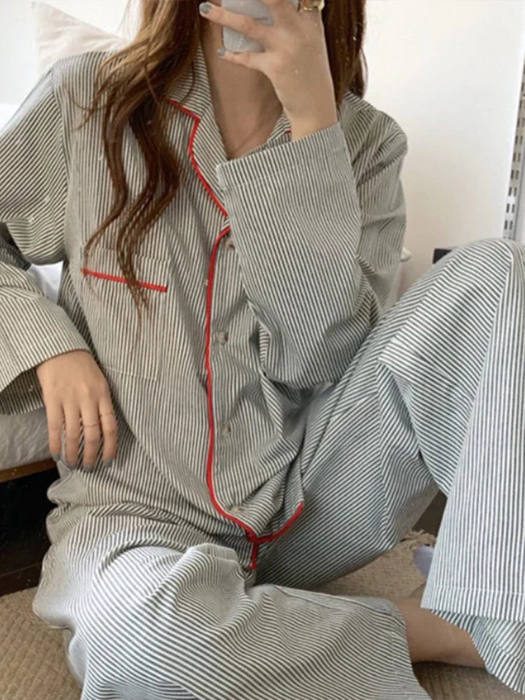 Rosanne Clifford | Striped Long Sleeve Pyjama Set For Women