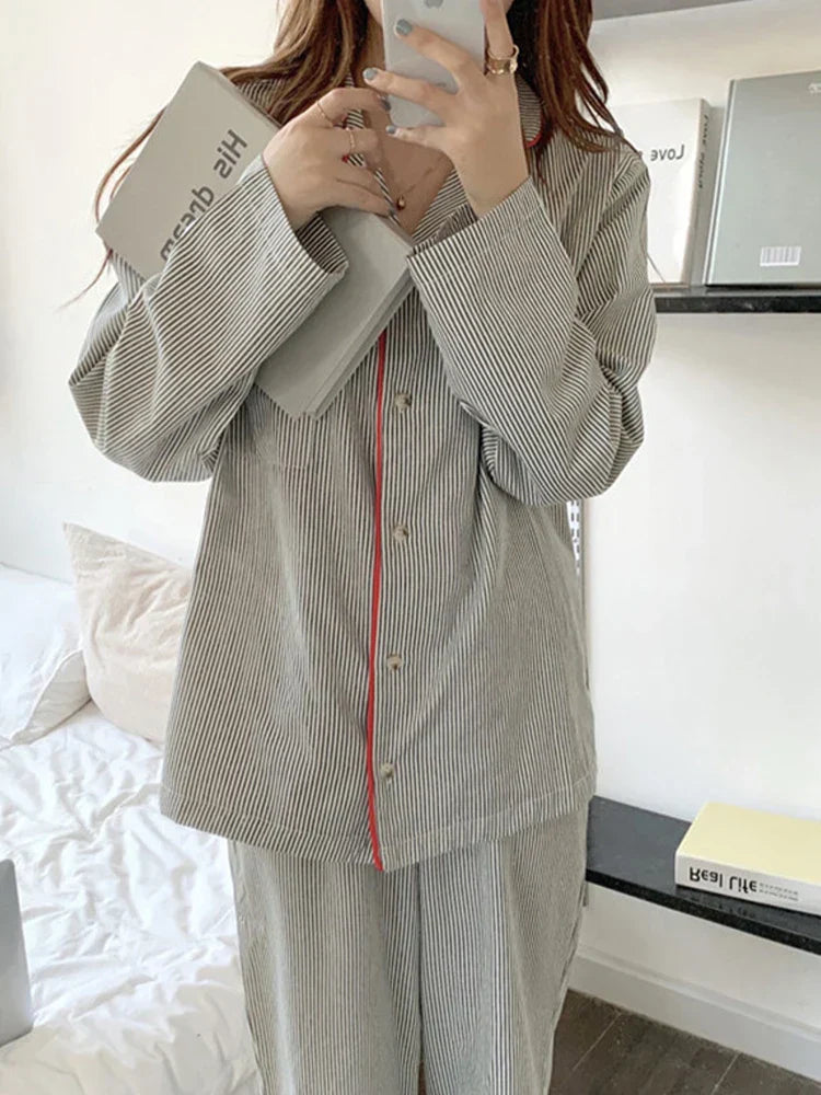 Rosanne Clifford | Striped Long Sleeve Pyjama Set For Women