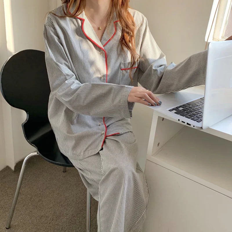 Rosanne Clifford | Striped Long Sleeve Pyjama Set For Women