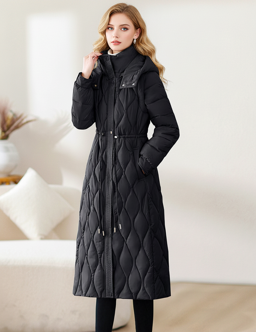 Greta Ashbourne | Longline Quilted Puffer Coat For Women
