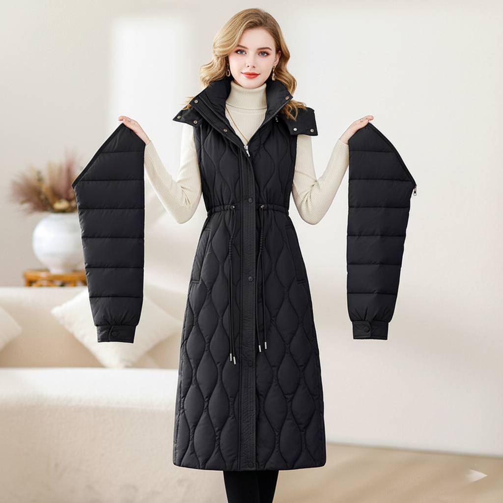 Greta Ashbourne | Longline Quilted Puffer Coat For Women