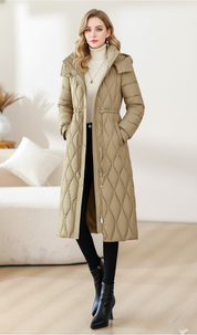 Greta Ashbourne | Longline Quilted Puffer Coat For Women