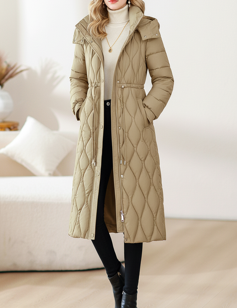 Greta Ashbourne | Longline Quilted Puffer Coat For Women