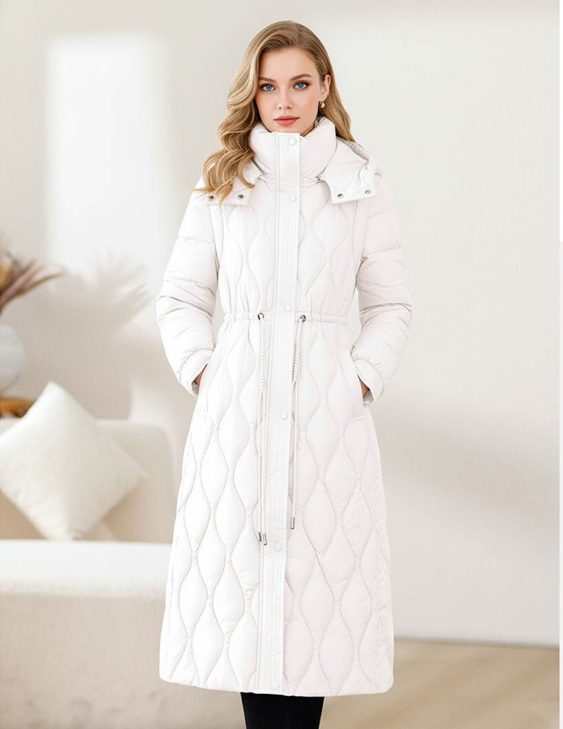 Greta Ashbourne | Longline Quilted Puffer Coat For Women