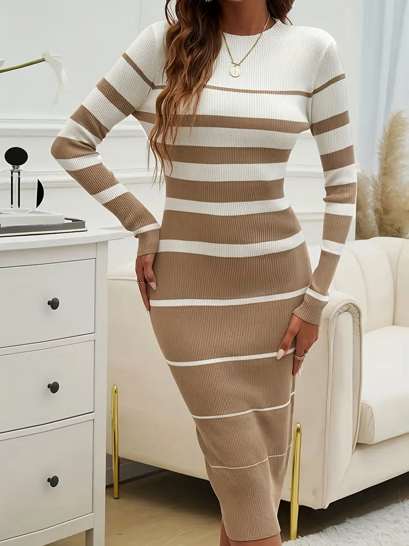 Tabitha Wrenford | Striped Long Sleeve Midi Dress For Women