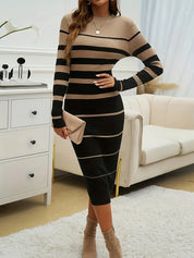 Tabitha Wrenford | Striped Long Sleeve Midi Dress For Women