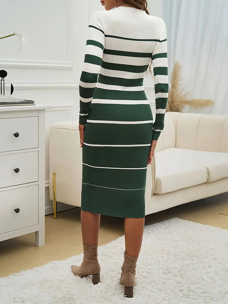 Tabitha Wrenford | Striped Long Sleeve Midi Dress For Women