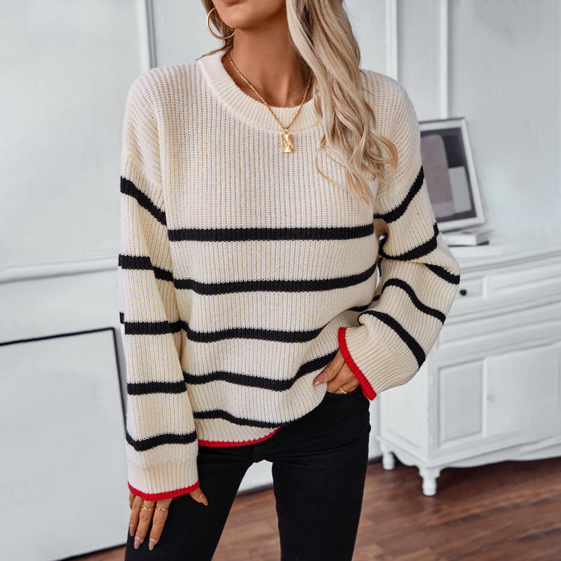 Paulette Wrenmore | Oversized Striped Knit Sweater For Women