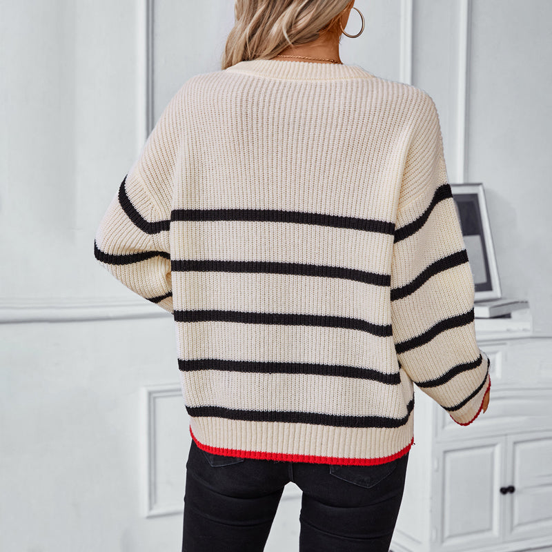 Paulette Wrenmore | Oversized Striped Knit Sweater For Women