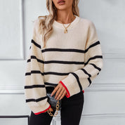 Paulette Wrenmore | Oversized Striped Knit Sweater For Women