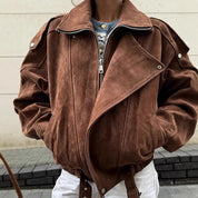 Diana Caulfield | Oversized Suede Zip Jacket For Women