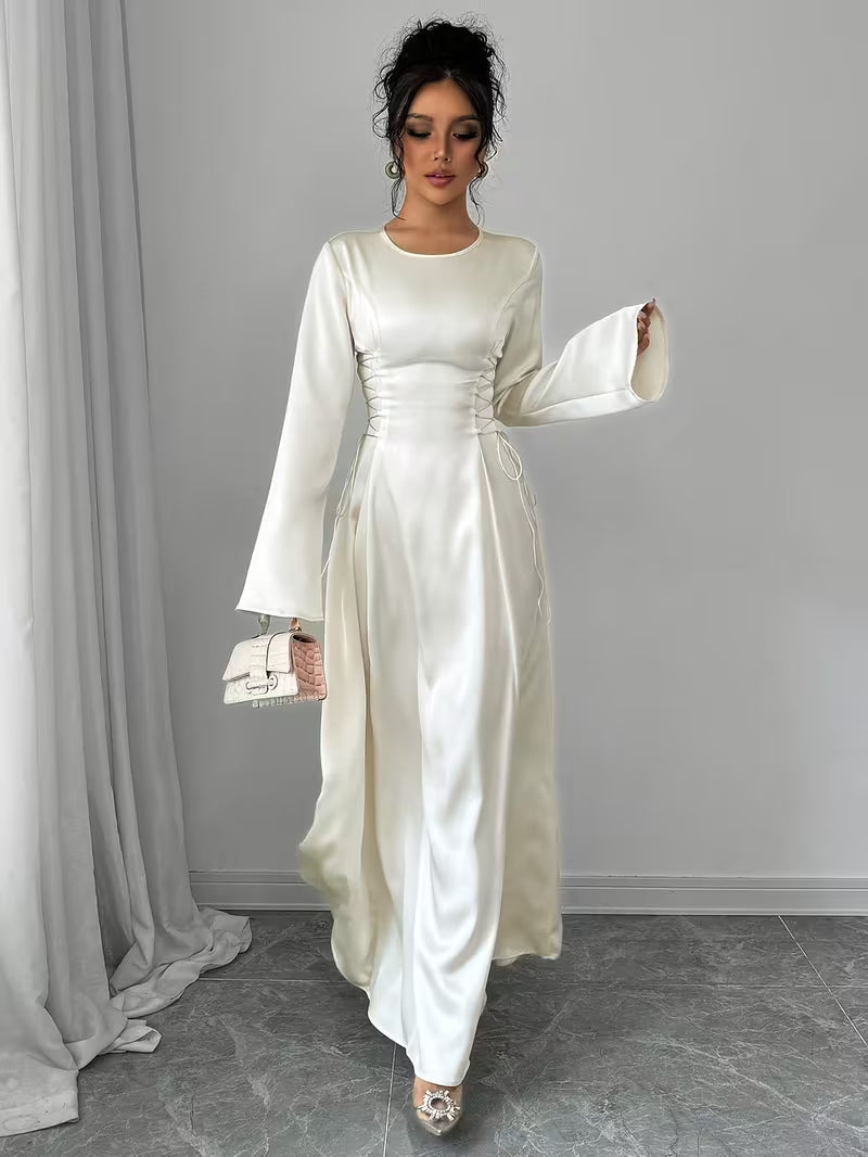 Emmeline Vauclaire | Satin Long Sleeve Maxi Dress For Women