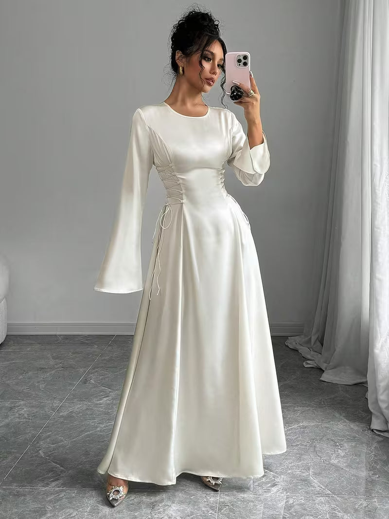 Emmeline Vauclaire | Satin Long Sleeve Maxi Dress For Women