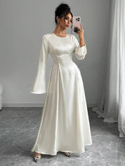Emmeline Vauclaire | Satin Long Sleeve Maxi Dress For Women