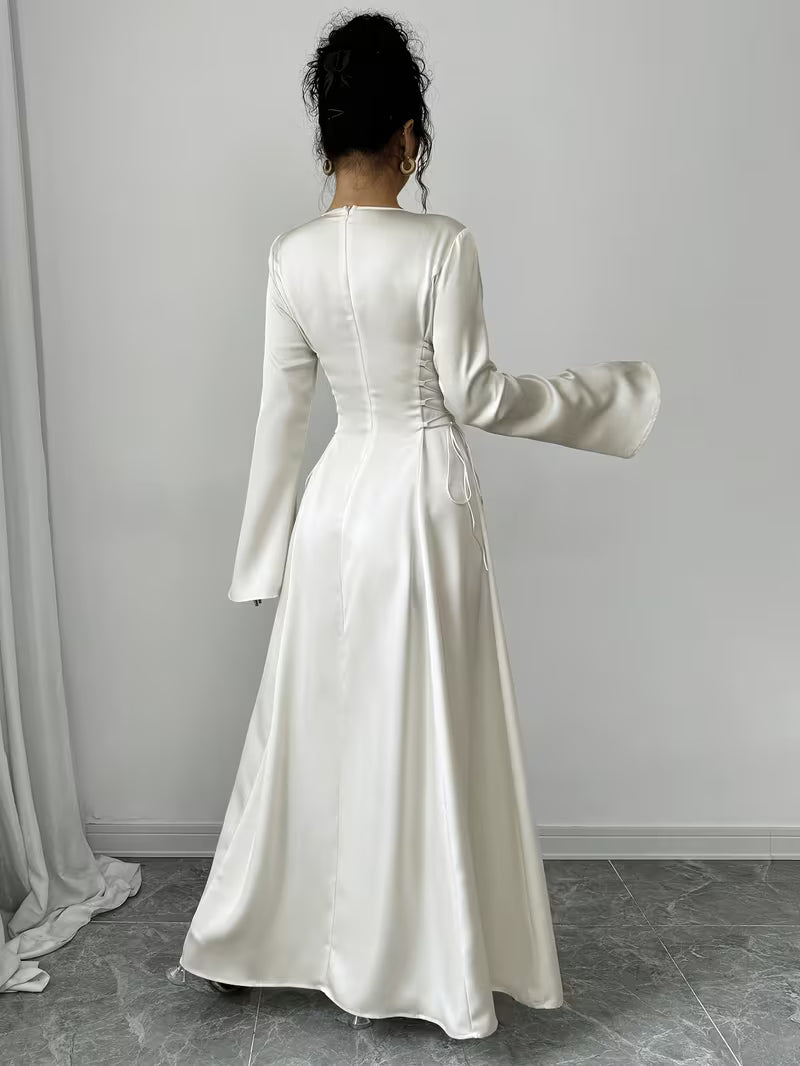 Emmeline Vauclaire | Satin Long Sleeve Maxi Dress For Women
