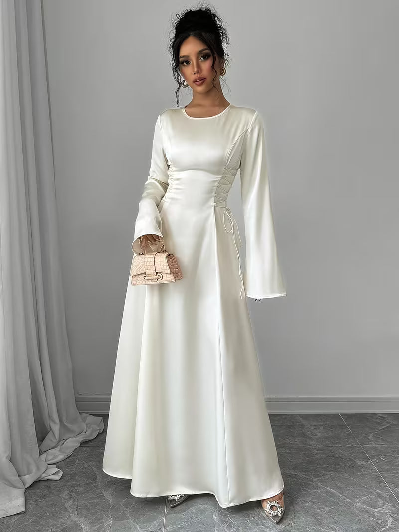 Emmeline Vauclaire | Satin Long Sleeve Maxi Dress For Women
